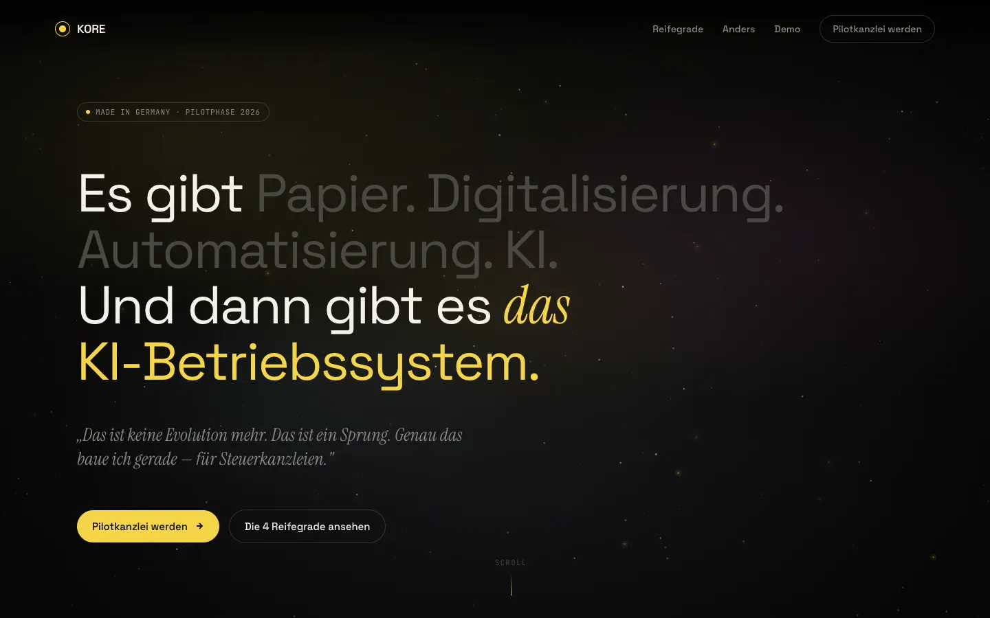 Startseite von kore.tax